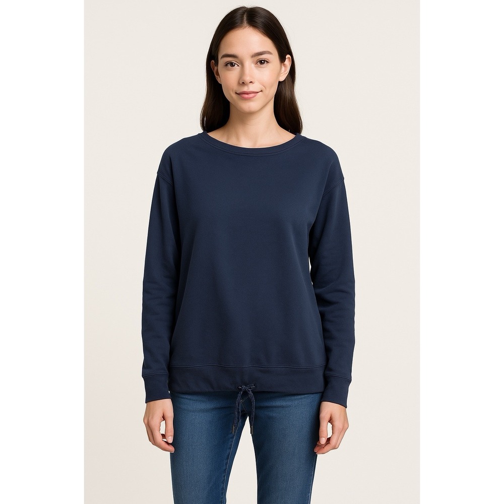 J Jill Womens Hoodie Navy Round Neck Long Sleeve XS Casual Minimalist Basic